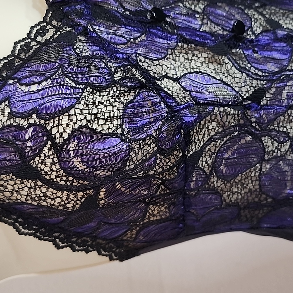 Petra Fashions Slip Dress Lingerie Lace Bodice Purple Size S - Picture 9 of 11